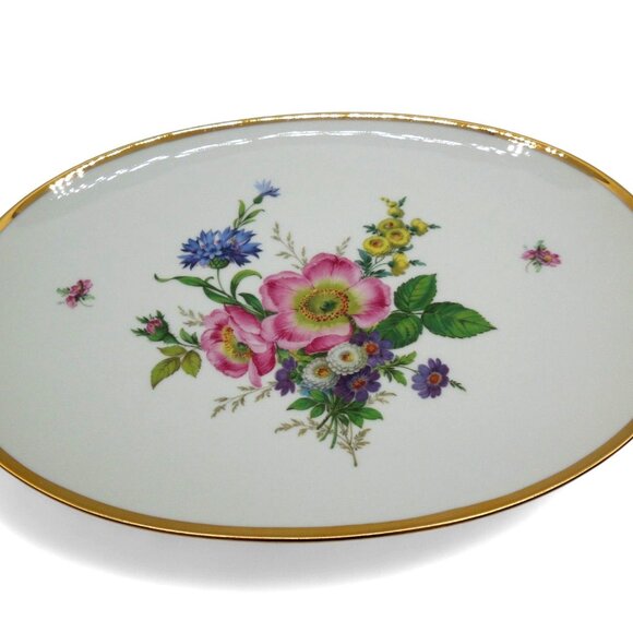 GLORIA BAVARIA Floral Porcelain Platter with Gold Trim Vintage 13" - Picture 3 of 10